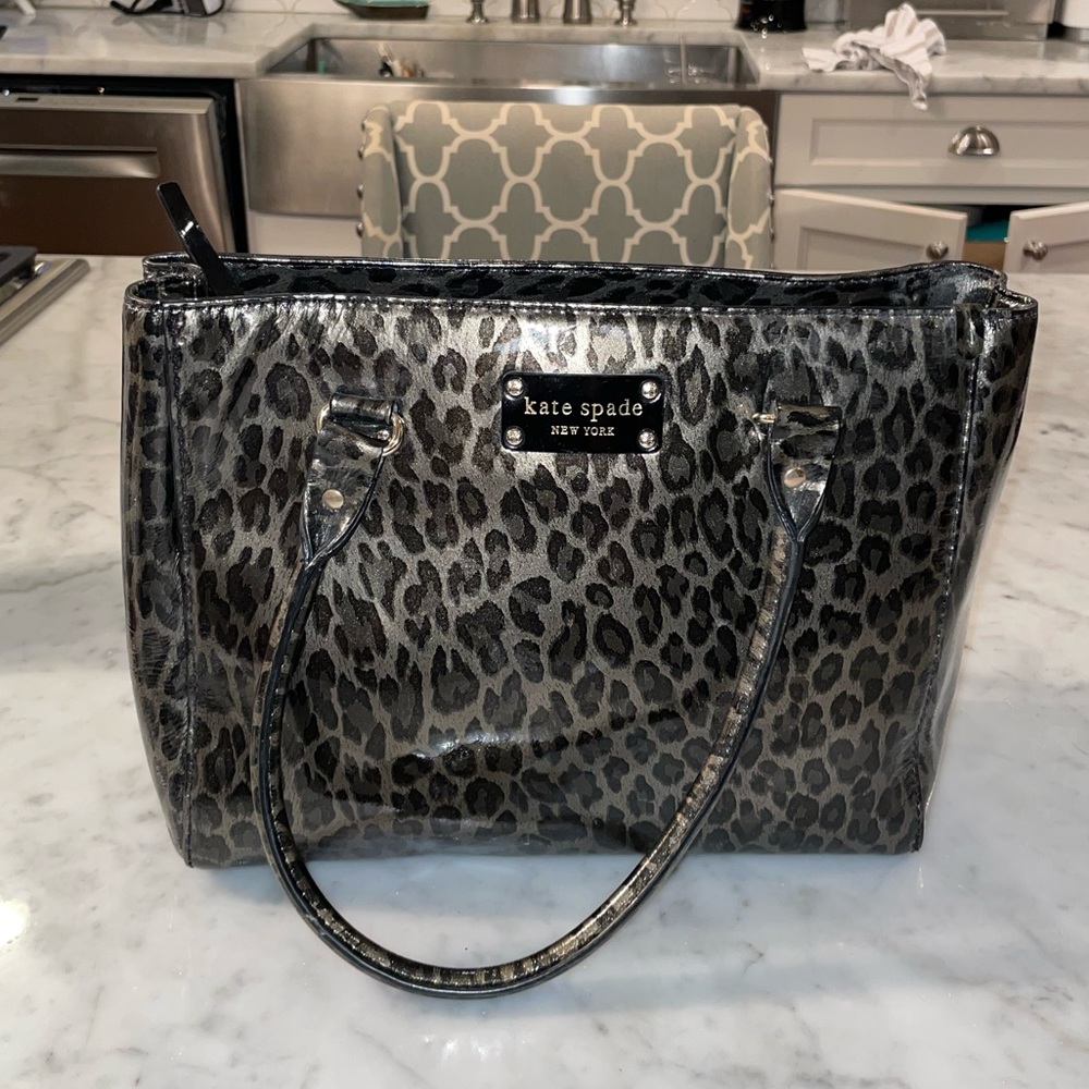 Kate Spade grey and cheetah print shoulder bag - Picture 1 of 8
